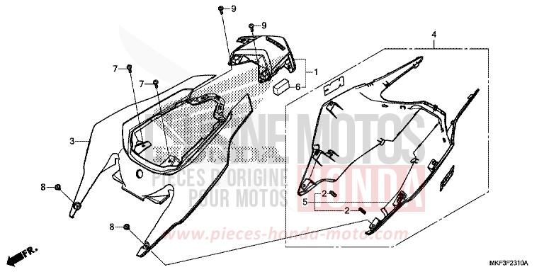 CAPOT ARRIERE de CBR1000RR SP SP1 SP2 GRAND PRIX RED (R380X) 2018